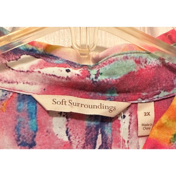 Soft Surroundings Bright Multi Colored Embroidered Beaded Button Down Shirt, 2X - Picture 5 of 5